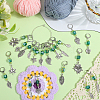 Leaf Alloy & Glass Pendant Locking Stitch Markers HJEW-SC00083-4