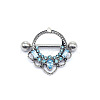 316 Surgical Stainless Steel & Zinc Alloy & Glass Rhinestone Nipple Rings WG3961D-01-1