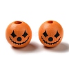 Printed Round Wood European Beads X1-WOOD-M006-04-2