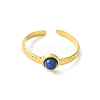 Gemstone Round 304 Stainless Steel Cuff Open Rings for Women RJEW-JR01063-5