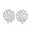 Hollow Flower Brass Micro Pave Cubic Zirconia Stud Earrings Finding KK-E083-09P-1