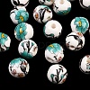 Floral Printed Porcelain Beads X-PORC-Q199-8mm-17-1