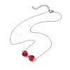 FireBrick Bowknot Glass Pendant Necklaces NJEW-TA00151-4