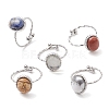 Oval Natural & Synthetic Gemstone Finger Rings RJEW-JR00748-02-1