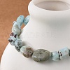 Natural Larimar Bead Stretch Bracelets BJEW-K213-65-4