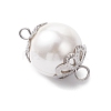 White Round Shell Pearl Links Connector Charms PALLOY-JF04383-3