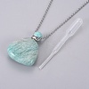 Natural Amazonite Openable Perfume Bottle Pendant Necklaces G-K295-A04-P-3