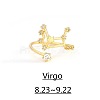 Twelve Constellation Brass Micro Pave Clear Cubic Zirconia Cuff Rings FS-WG8E359-07-1