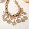 Zinc Alloy Textured Coin Tassel Bib Necklaces for Women FS-WG89C47-01-2