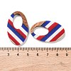 Independence Day Opaque Striped Resin & Walnut Wood Pendants RESI-U010-02M-3