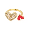 Brass Micro Pave Clear Cubic Zirconia Open Cuff Rings RJEW-U009-04G-3