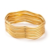 7Pcs PVD Vacuum Plating 304 Stainless Steel Wave Bangles Set for Women BJEW-A011-10D-G-1