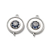 Brass Micro Pave Blue Cubic Zirconia and Shell Connector Pendants KK-B129-17P-1