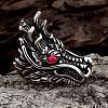 Dragon Head 316L Surgical Stainless Steel Czech Rhinestone Wide Band Rings for Men RJEW-BB01169-9-3