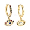 Evil Eye Cubic Zirconia Dangle Huggie Hoop Earrings X-EJEW-E167-13G-2