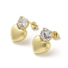 Heart Rack Plating Brass Micro Pave Clear Cubic Zirconia Stud Earrings EJEW-M240-03G-1