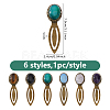 Oval Natural Rose Quartz & Tiger Eye & Black Stone & Amethyst & Agate & Opalite Bookmark AJEW-DC00018-2