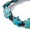 Synthetic Turquoise Starfish & Turtle Braided Bead Bracelet BJEW-TA00388-01-3