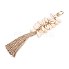 Natural Shell & Jute Cord Tassels Pendant Decoration HJEW-JM03149-2
