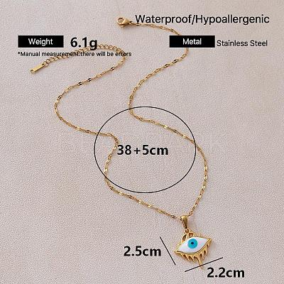 Vintage 304 Stainless Steel Enamel Evil Eye Pendant Necklaces for Women XZ3178-1
