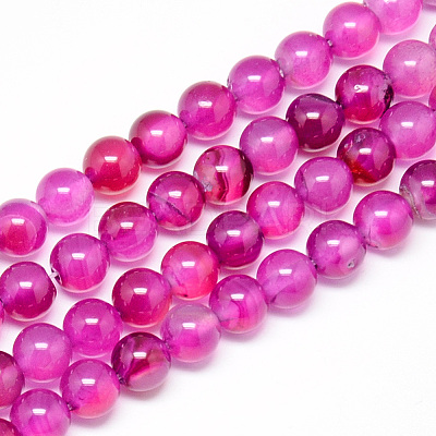 Natural Striped Agate/Banded Agate Beads Strands G-R003-01-1