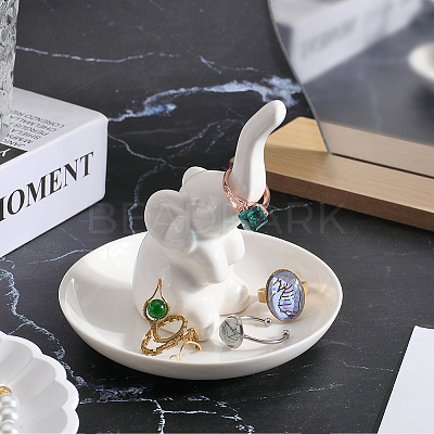 1Pc Elephant Shape Porcelain Jewelry Plate DJEW-SC0001-09-1