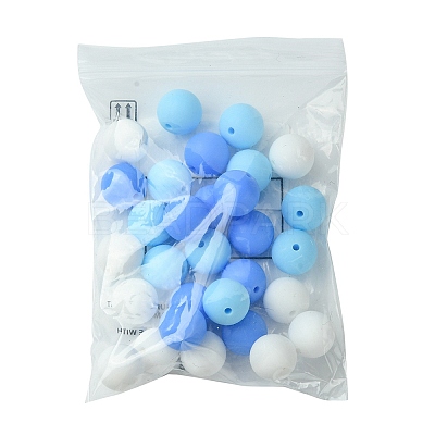 30Pcs 3 Colors Silicone Beads Round Rubber Bead 15MM Loose Spacer Beads for DIY Supplies Jewelry Keychain Making SIL-FS0001-01D-1