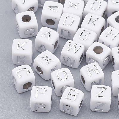 Plated Acrylic Beads X-SACR-N002-06B-1