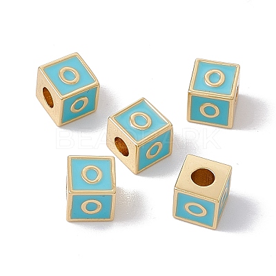 Rack Plating Brass Enamel Beads KK-B060-04G-06O-1