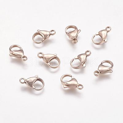 Ion Plating(IP) 304 Stainless Steel Lobster Claw Clasps STAS-P185-15-RG-1