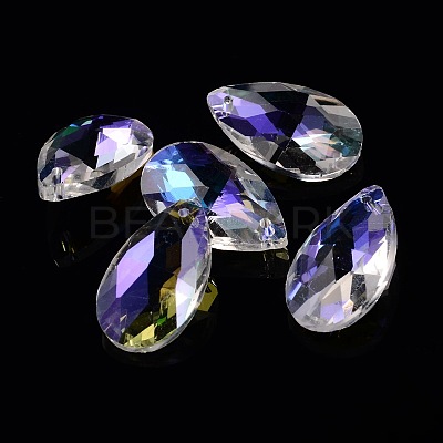 Faceted Teardrop Glass Pendants GLAA-O008-B02-1