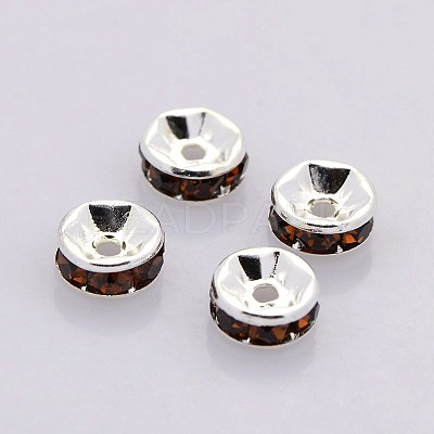 Brass Grade A Rhinestone Spacer Beads RB-A014-Z6mm-15S-1