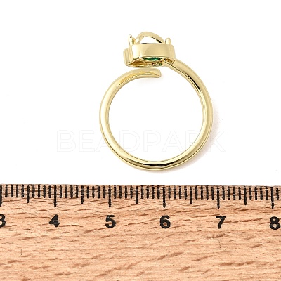 Brass Micro Pave Cubic Zirconia Cuff Open Rings for Women RJEW-L343-01G-03-1
