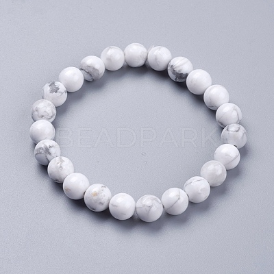 Natural Howlite Beaded Stretch Bracelets BJEW-I253-8mm-08-1