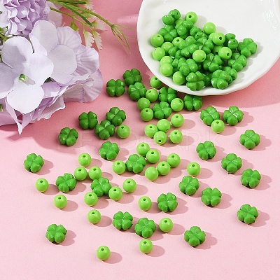 100Pcs 2 Styles Opaque Acrylic Beads SACR-YW0001-73-1