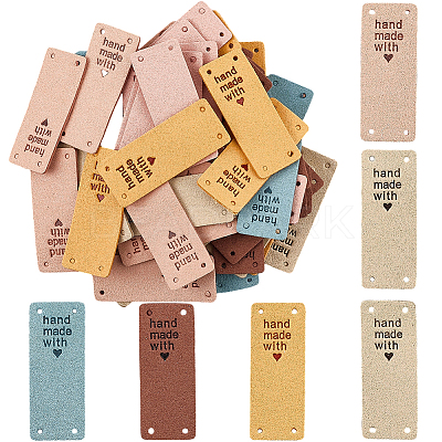 60Pcs 6 Colors Microfiber Leather Labels DIY-CL0002-10-1