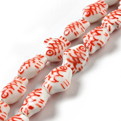 Handmade Printed Porcelain Beads PORC-F005-03C-1