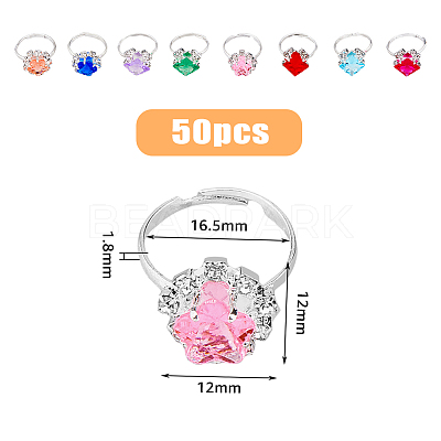 50Pcs Rhinestone Adjustable Rings RJEW-FI0001-06-1