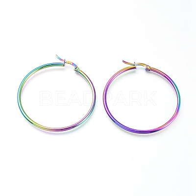 201 Stainless Steel Big Hoop Earrings EJEW-A052-20B-M-1