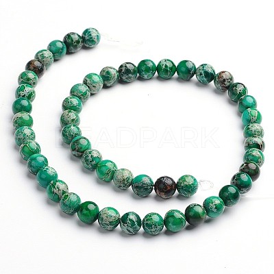 Dyed Natural Imperial Jasper Round Bead Strands G-M274-07-8mm-1