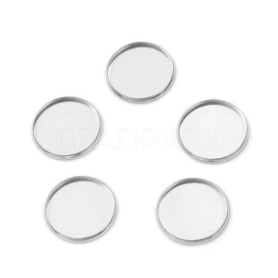 Tarnish Resistant Flat Round 304 Stainless Steel Plain Edge Bezel Cups STAS-R083-02-1