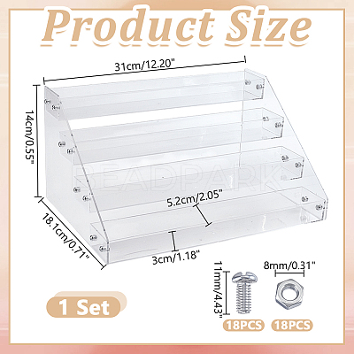 4-Tier Acrylic Nail Polish Bottle Organizer Display Riser Stands ODIS-WH0043-189B-1