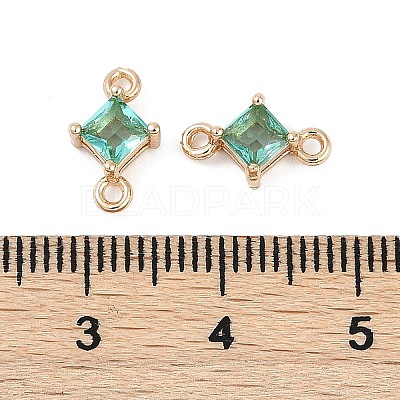 Brass Pave Glass Rhombus Links Connector Charms X1-GLAA-Q088-001B-1