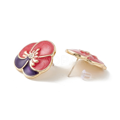 Flower Enamel Stud Earrings EJEW-F277-04LG-1