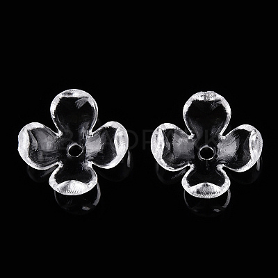 4-Petal Transparent Acrylic Bead Caps FACR-T001-09A-1