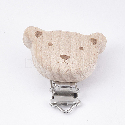 Beech Wood Baby Pacifier Holder Clips WOOD-T015-20-1