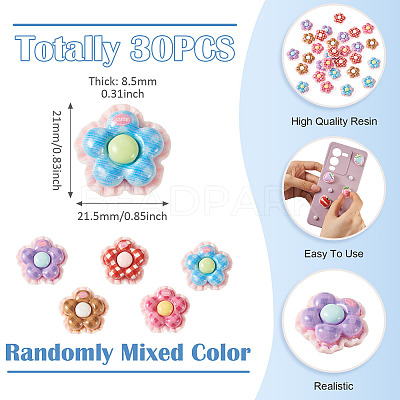 30Pcs Opaque Resin Cabochons RESI-TA0005-79E-1