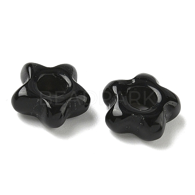Natural Black Obsidian European Beads G-C252-02A-1