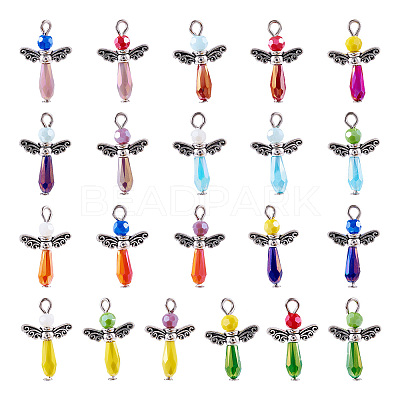 21Pcs Angel Glass Pendants PALLOY-TAC0129-1