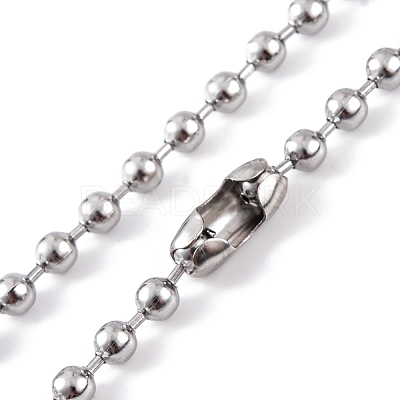 Non-Tarnish 304 Stainless Steel Ball Chain Necklaces for Women NJEW-G135-01D-P-1